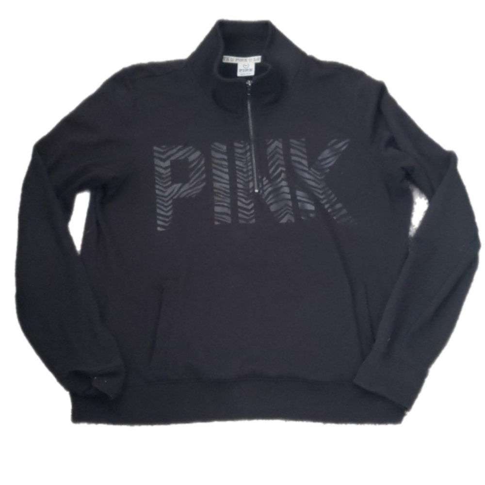 Victoria’s Secret PINK Black Quarter Zip Pullover Sweatshirt